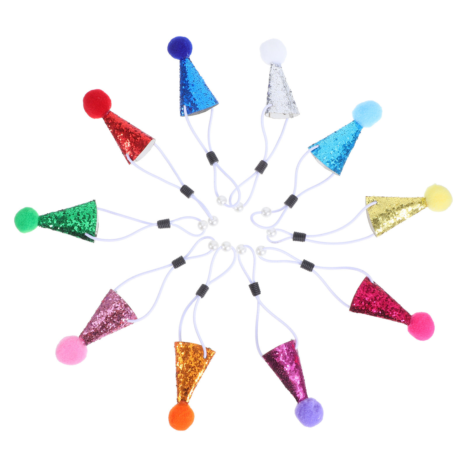 Party Hat Cone - 10Pcs Hats Cone Design Pom Poms