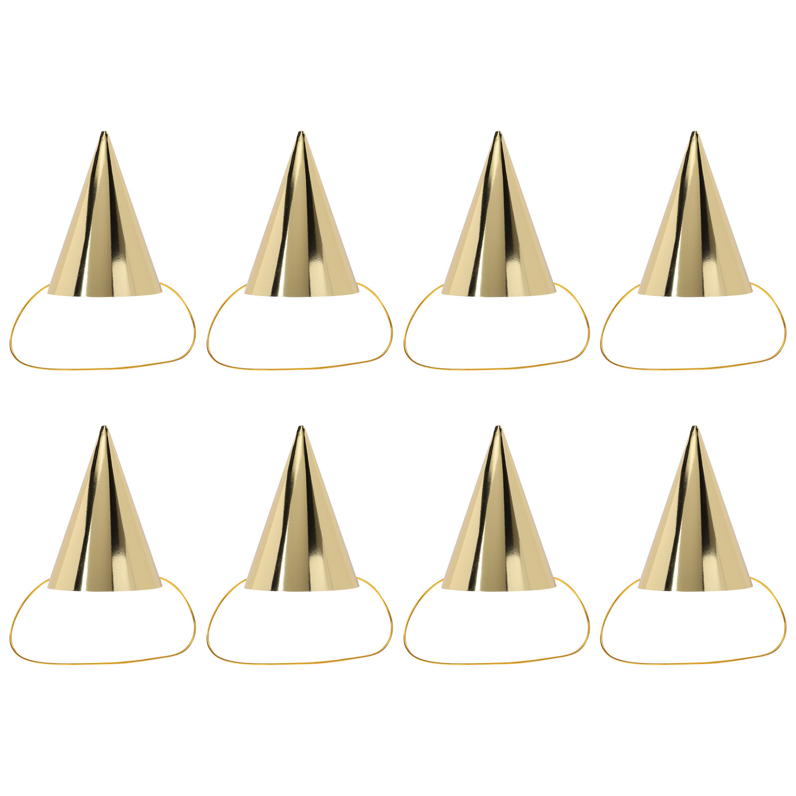 Party Hat Cone - 8Pcs Birthday Hats Gold Cone Party