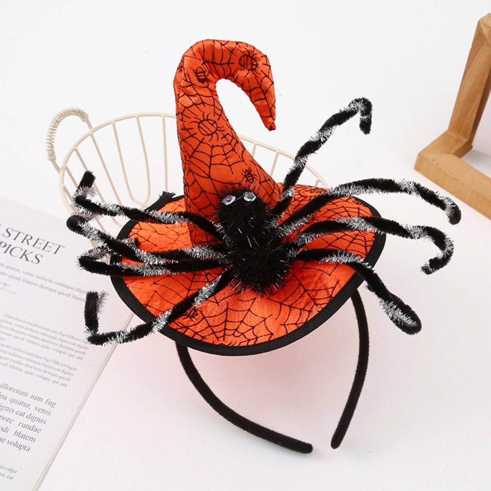 Party Hat Cone - Spider Halloween Witch Hat Headband Sequin