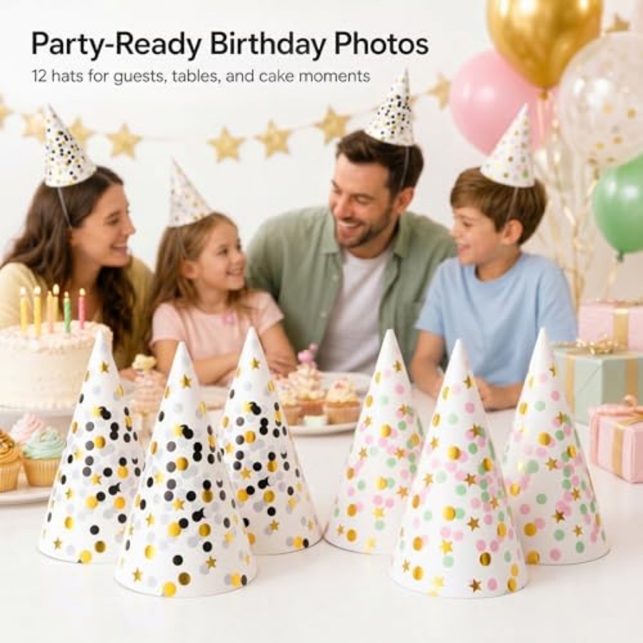 Boieo Gold Polka Dot Birthday  - Party Hat Cone ulasan dan harga