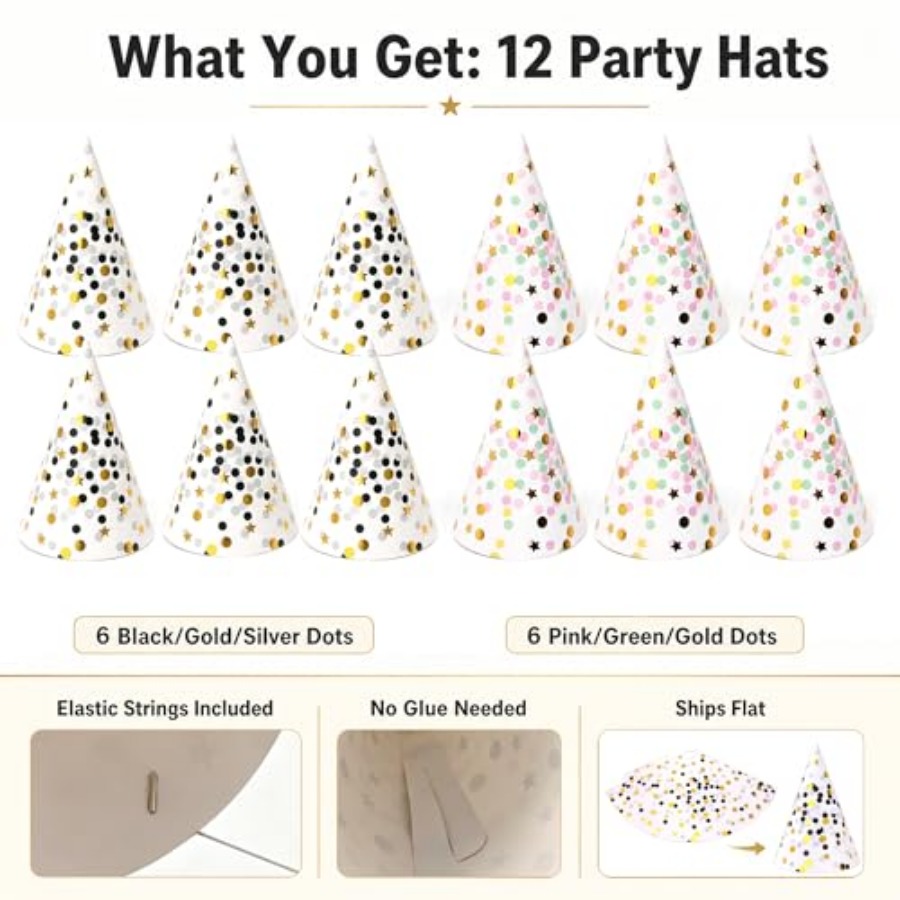 Boieo Gold Polka Dot Birthday  - Party Hat Cone ulasan dan harga