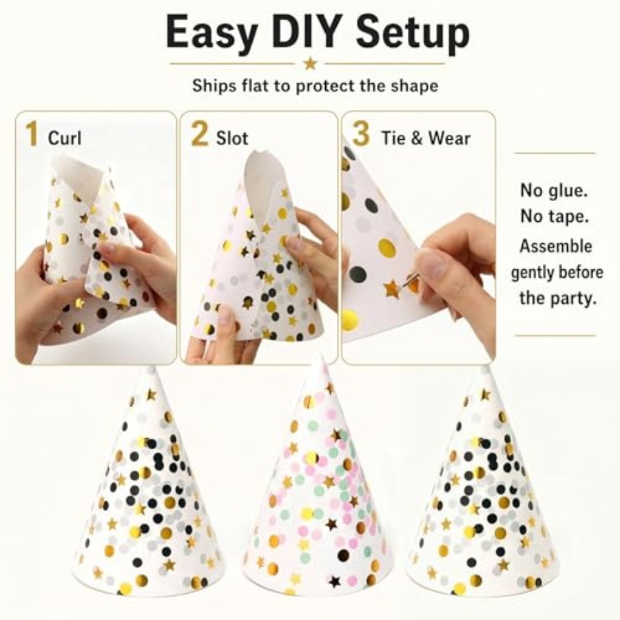 Boieo Gold Polka Dot Birthday  - Party Hat Cone ulasan dan harga