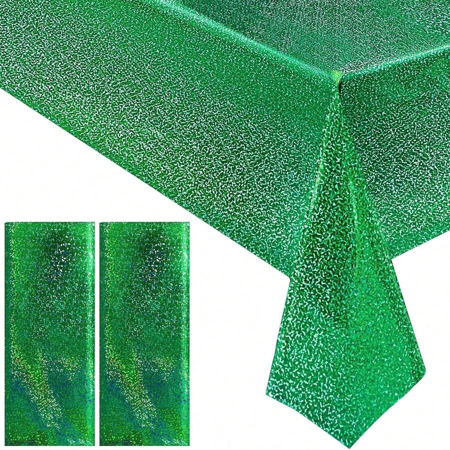 1 Pc Green Holographic Tablecl - Table Cloth Disposable ulasan dan harga