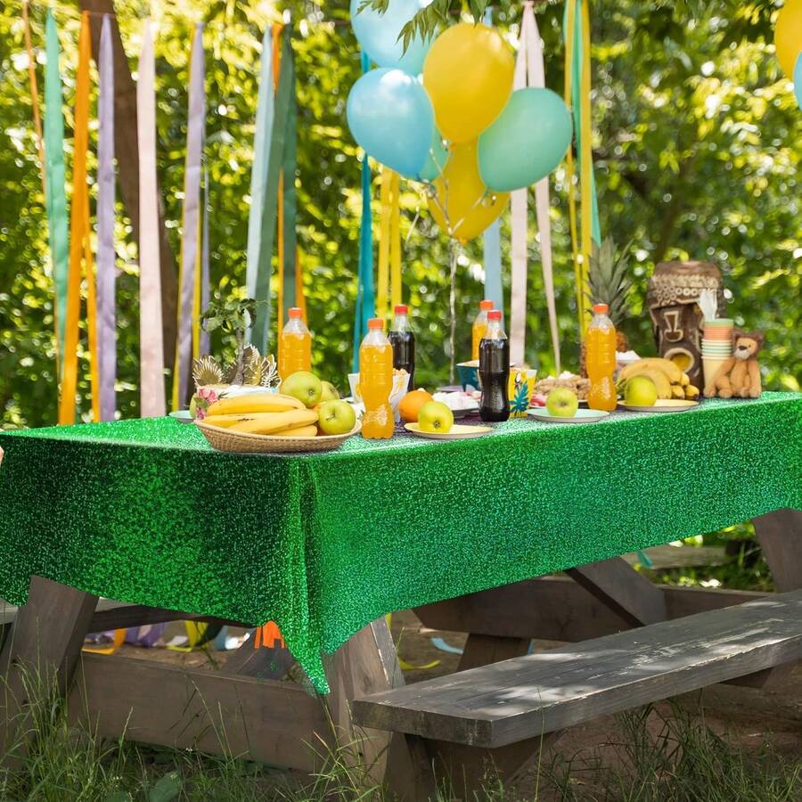 1 Pc Green Holographic Tablecl - Table Cloth Disposable ulasan dan harga