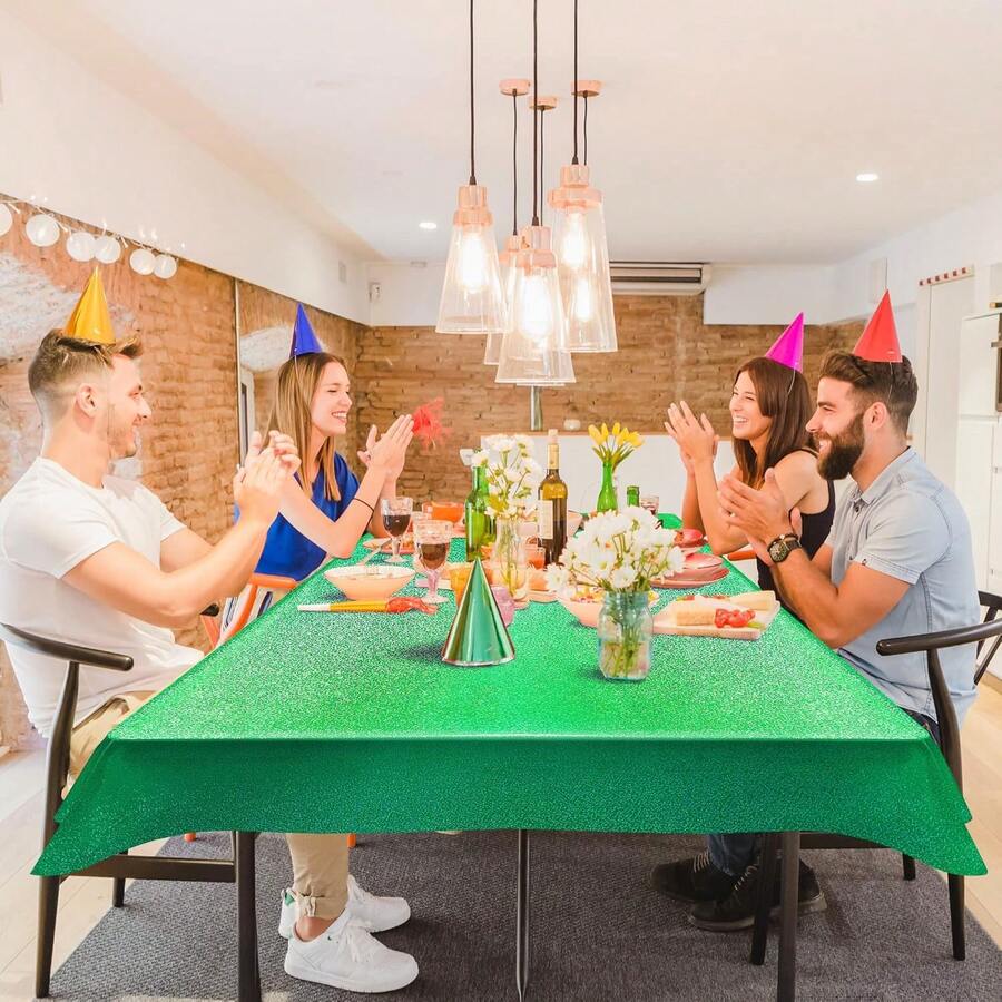 1 Pc Green Holographic Tablecl - Table Cloth Disposable ulasan dan harga