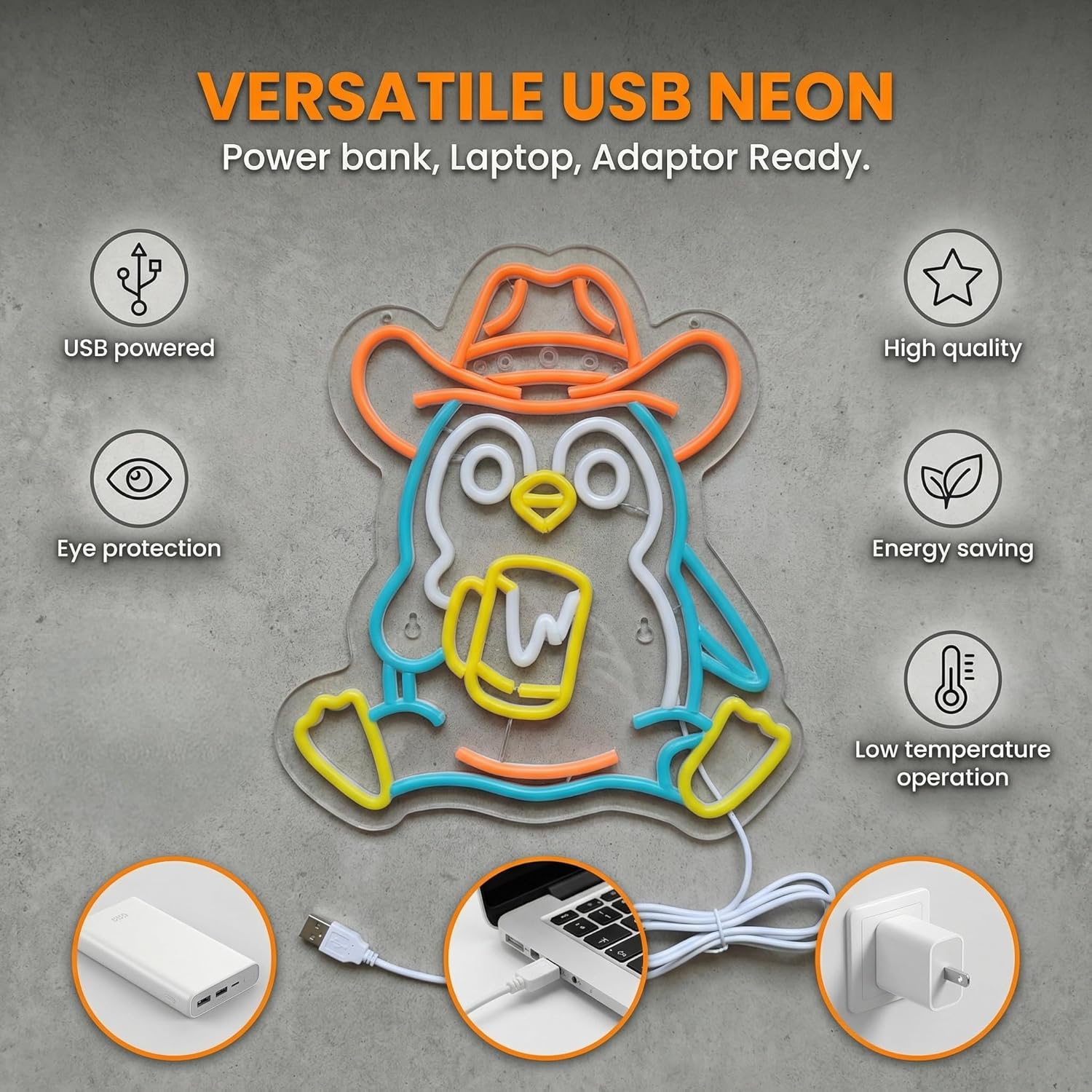 Penguin Neon Sign USB Powered  - Neon Sign Party ulasan dan harga