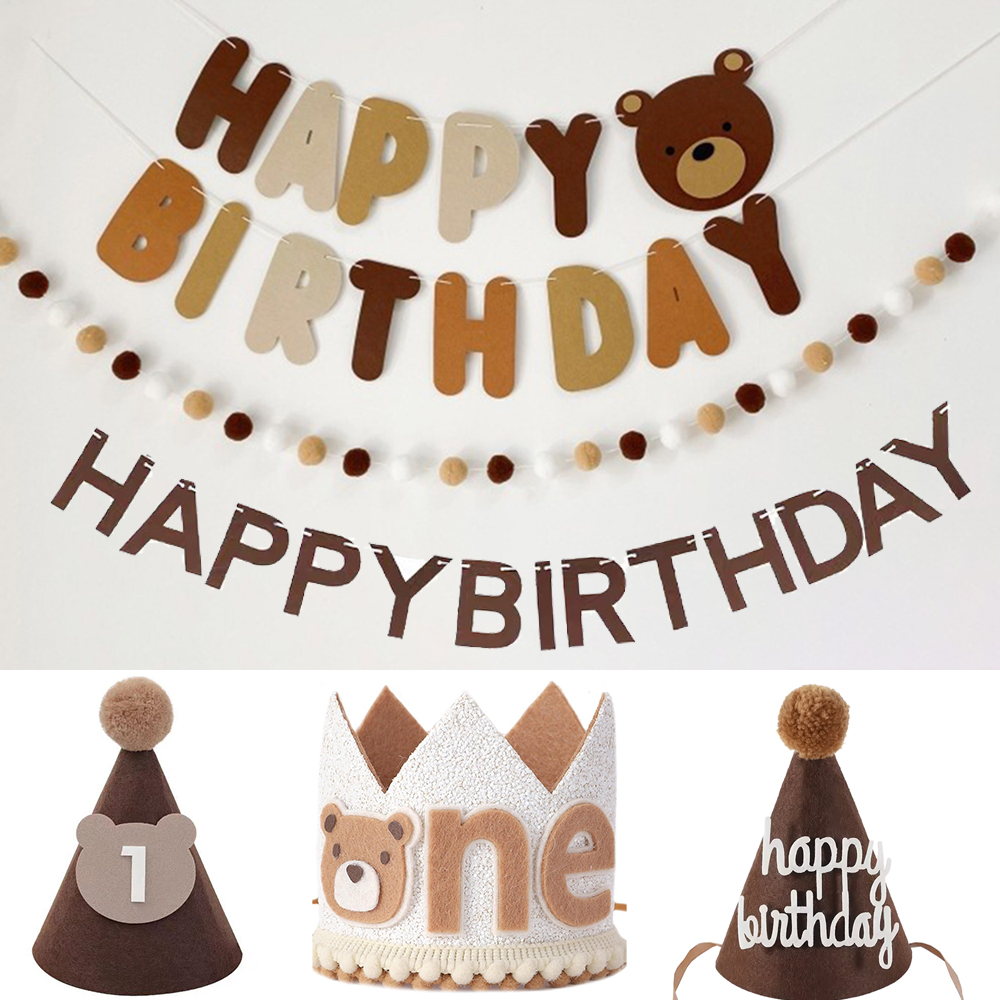 Cute Bear Kids 1st Birthday Ha - Party Hat Cone ulasan dan harga
