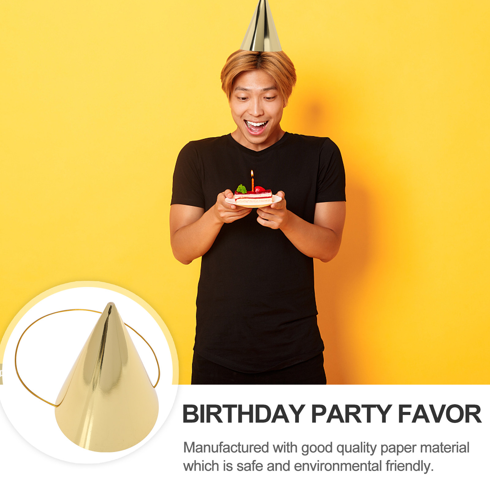 8Pcs Birthday Hats Gold Cone P - Party Hat Cone ulasan dan harga