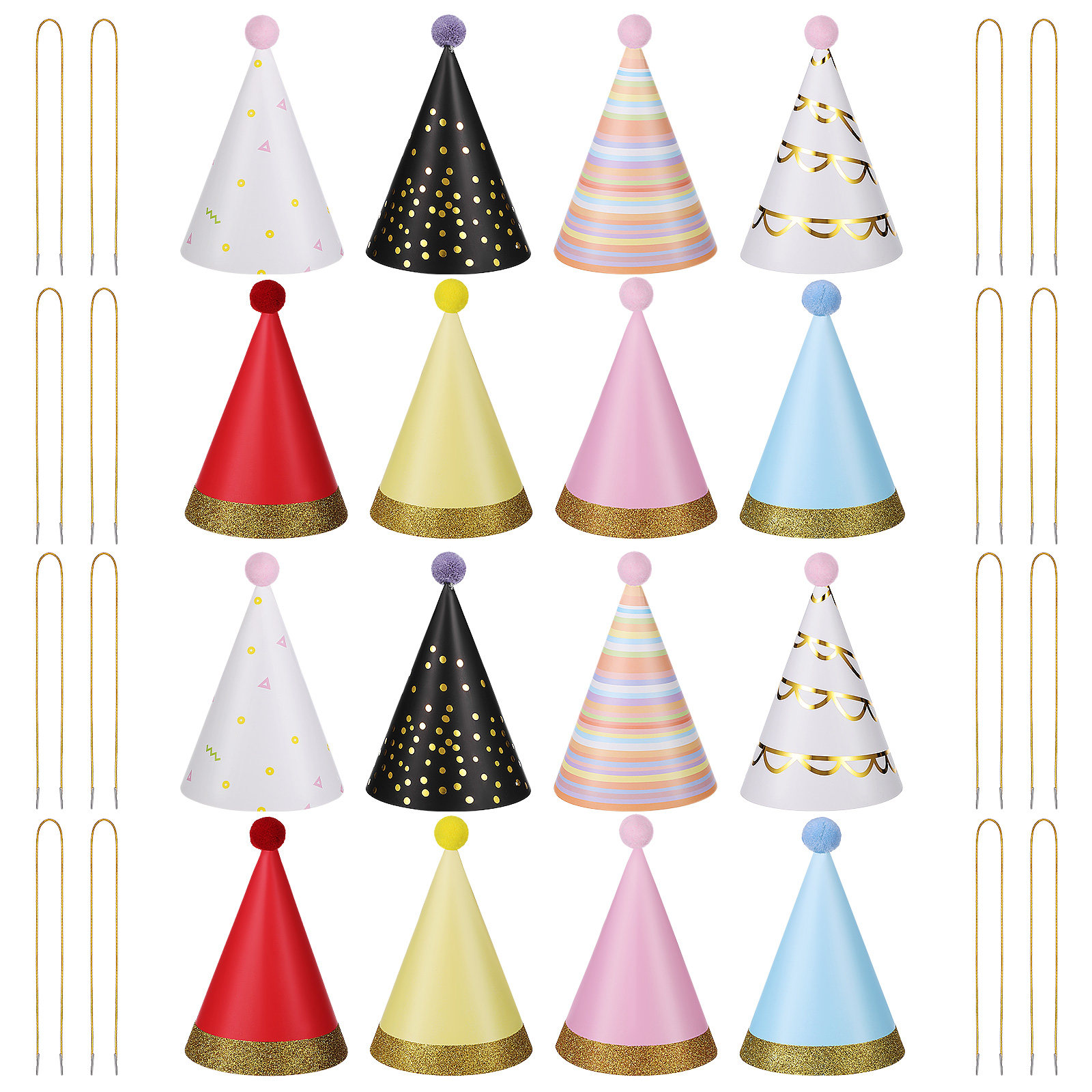 16Pcs Colorful Birthday Party  - Party Hat Cone ulasan dan harga